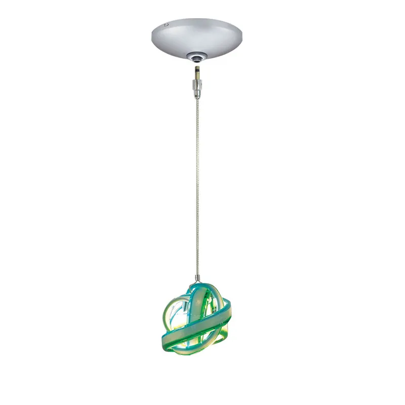 Envisage Vi 1 Light 6 inch Satin Nickel Mini Pendant Ceiling Light in Blue/Green Knot