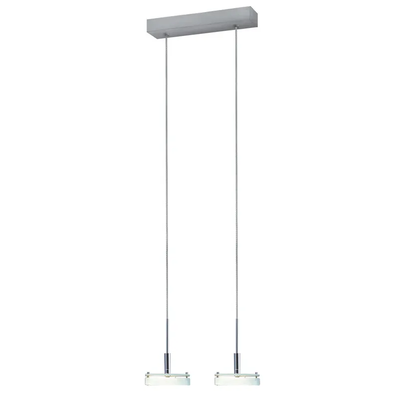 Discus 2 Light Satin Nickel Pendant Ceiling Light