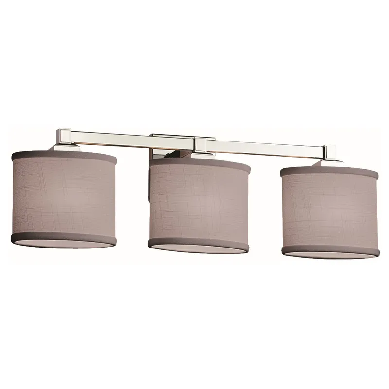 Textile 3 Light 24.5 inch Brushed Nickel Vanity Light Wall Light in Cream, Oval, Incandescent