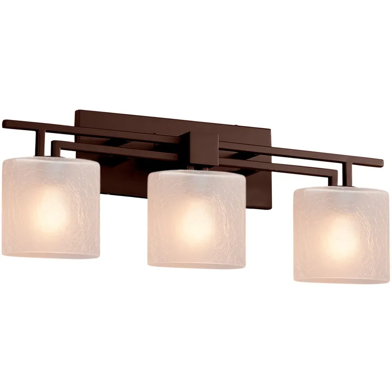 Fusion 3 Light 26 inch Dark Bronze Bath Bar Wall Light in Oval, Incandescent, Frosted Crackle Fusion