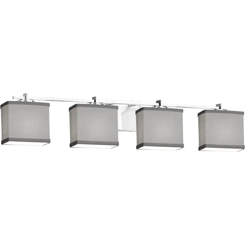 Textile 4 Light 35.75 inch Polished Chrome Bath Bar Wall Light in Rectangle, Incandescent, Gray, Rectangle