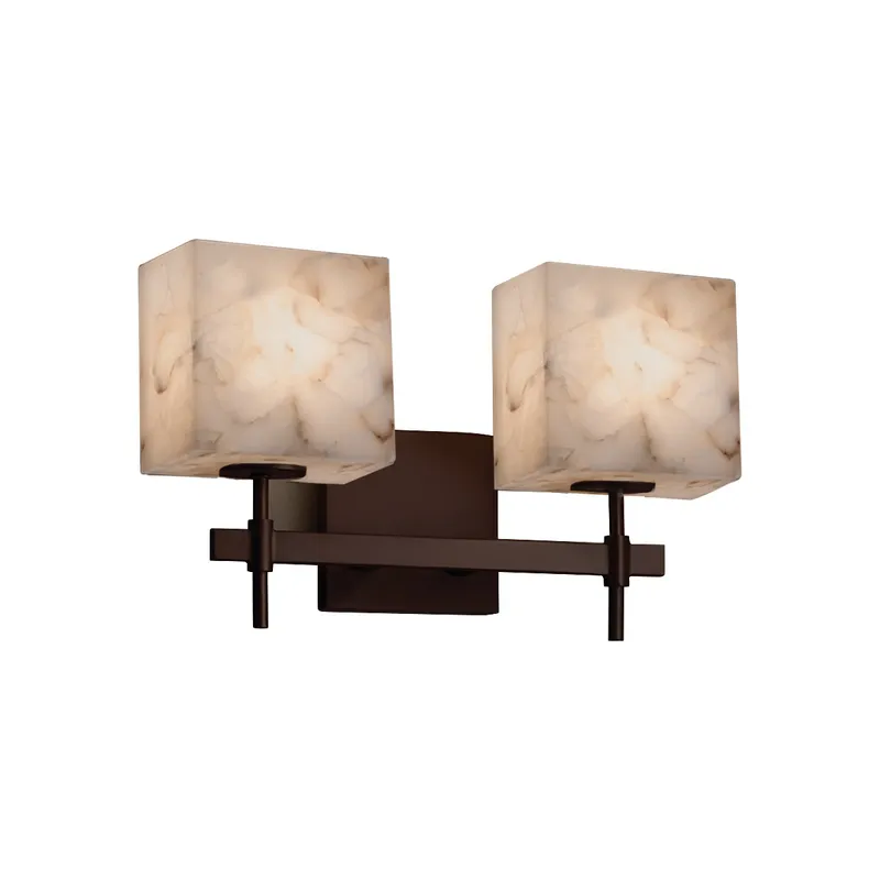 Alabaster Rocks 2 Light 14.5 inch Dark Bronze Vanity Light Wall Light in Rectangle, Incandescent