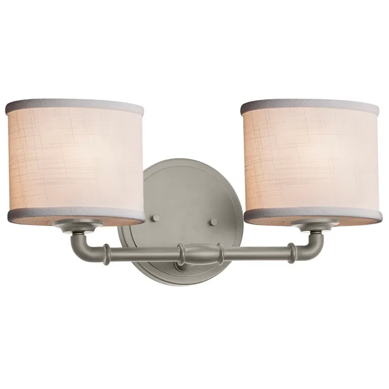 Textile 2 Light 16.5 inch Brushed Nickel Bath Vanity Light Wall Light, Bronx Family, Choices