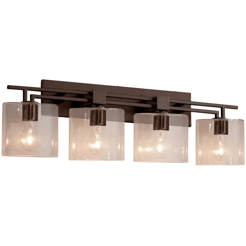 Fusion 4 Light 36 inch Dark Bronze Bath Bar Wall Light in Oval, Incandescent, Seeded Fusion