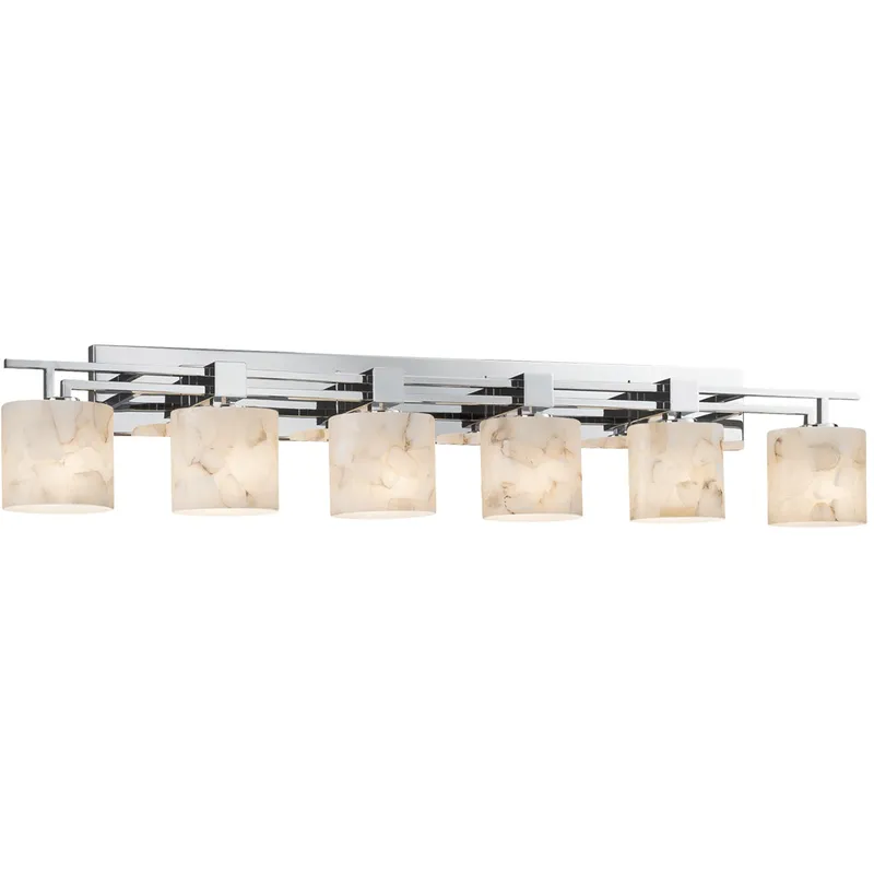 Alabaster Rocks 6 Light 56 inch Polished Chrome Bath Bar Wall Light in Round Flared, Incandescent