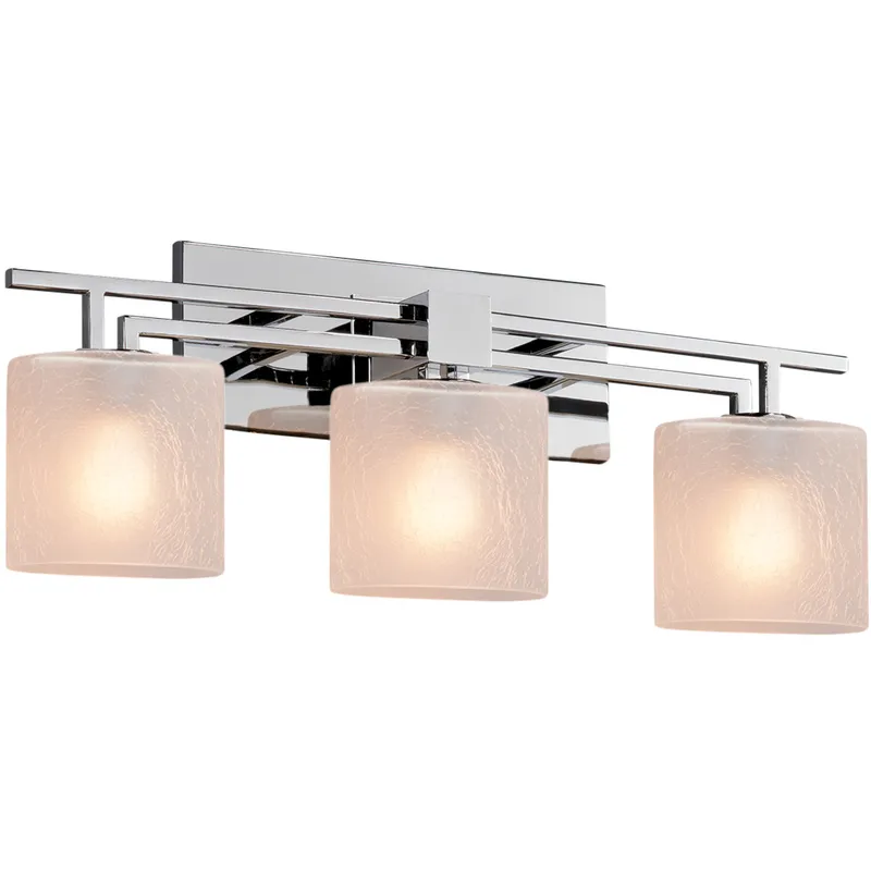 Fusion 3 Light 26 inch Polished Chrome Bath Bar Wall Light in Oval, Incandescent, Frosted Crackle Fusion