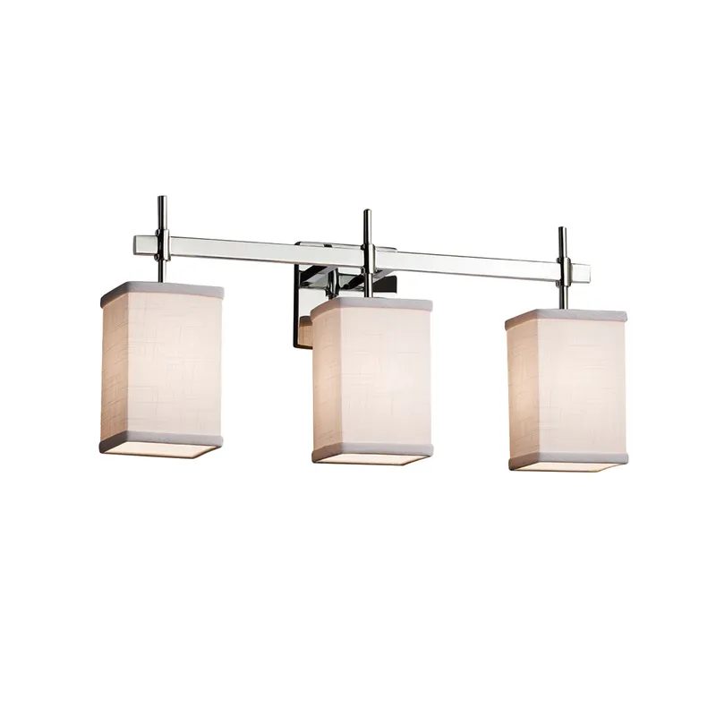 Textile 3 Light 22 inch Polished Chrome Vanity Light Wall Light in White, Square with Flat Rim, Incandescent