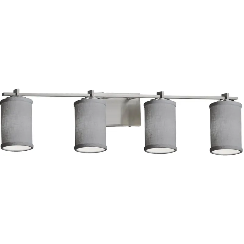 Textile LED 34 inch Polished Chrome Bath Bar Wall Light in 2800 Lm LED, Cream, Cylinder with Flat Rim, Era