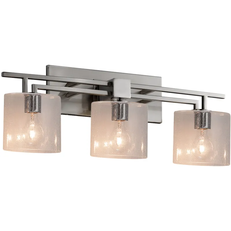 Fusion 3 Light 26 inch Brushed Nickel Bath Bar Wall Light in Oval, Incandescent, Seeded Fusion
