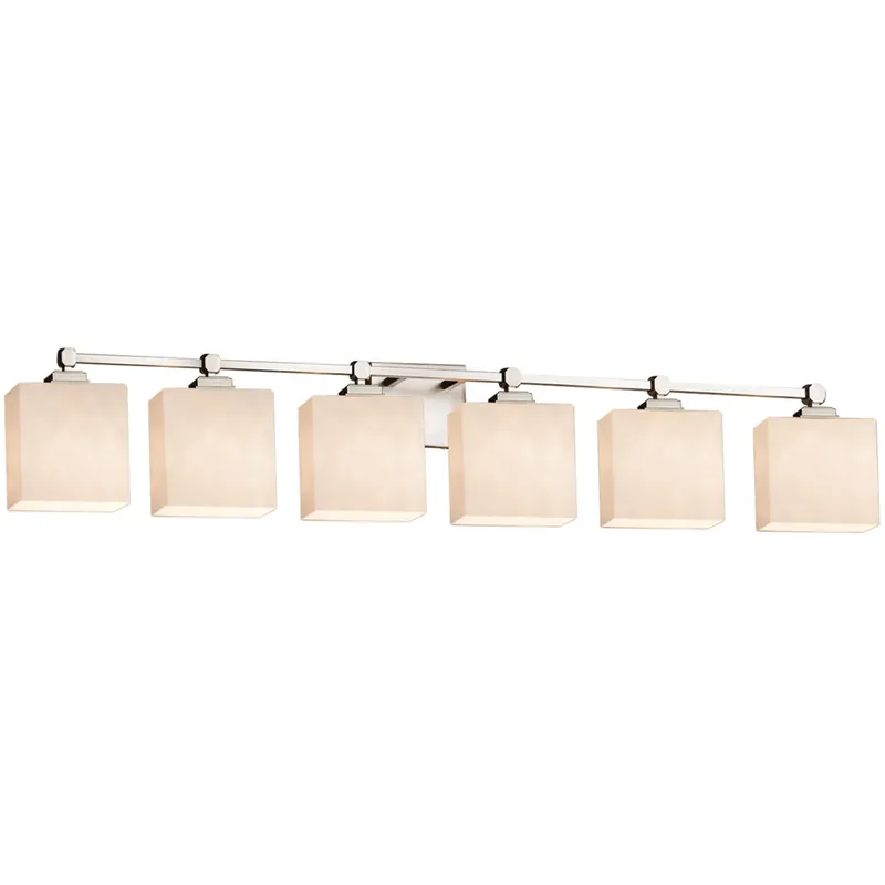 Clouds 6 Light 50.5 inch Brushed Nickel Vanity Light Wall Light in Rectangle, Incandescent