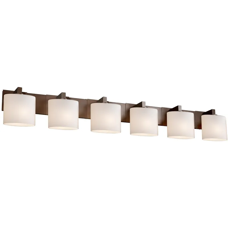 Fusion 6 Light 56.5 inch Dark Bronze Bath Bar Wall Light in Oval, Incandescent, Opal Fusion
