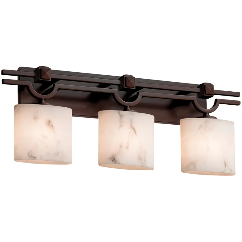 LumenAria 3 Light 29 inch Brushed Nickel Bath Vanity Light Wall Light in 2100 Lm LED, Cylinder with Broken Rim