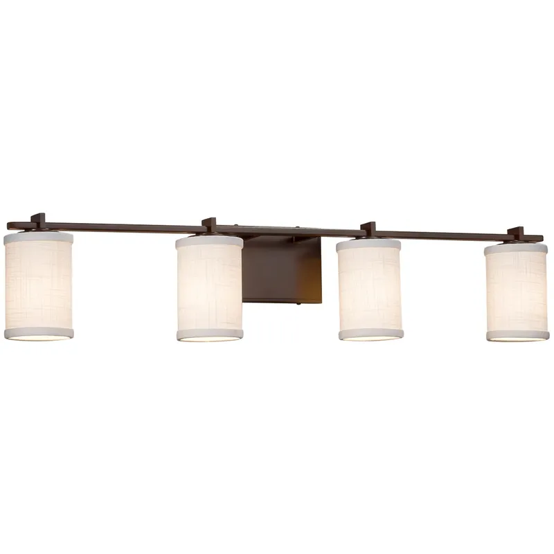 Textile 4 Light 34 inch Dark Bronze Bath/Vanity Wall Light in LED, White, Cylinder with Flat Rim