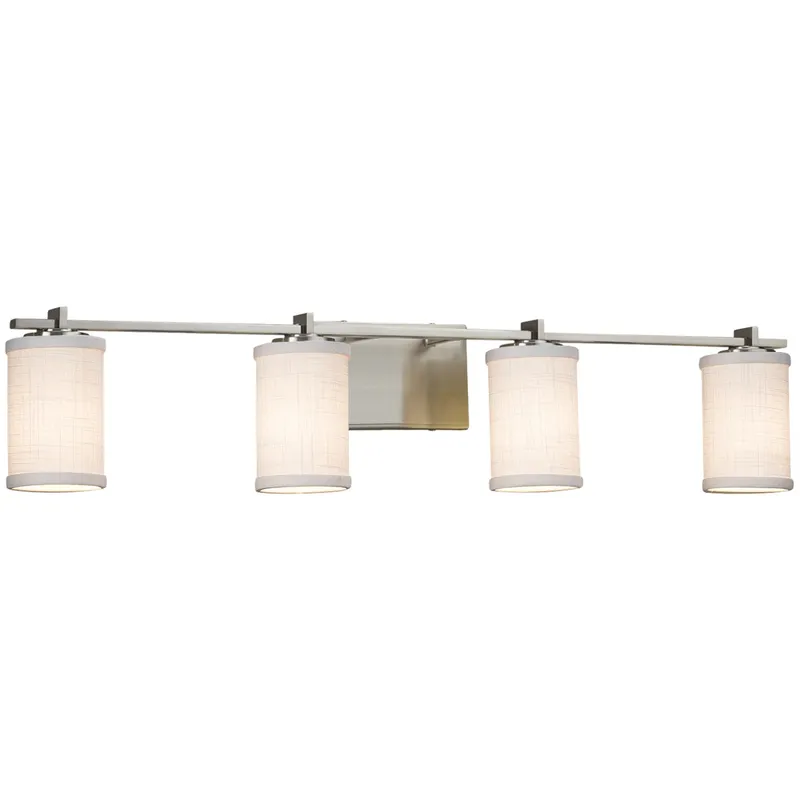 Textile LED 34 inch Brushed Nickel Bath Bar Wall Light in 2800 Lm LED, White, Cylinder with Flat Rim, Era