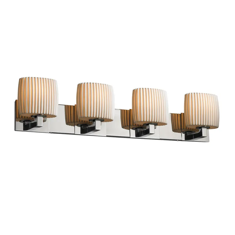 Limoges 4 Light 35.25 inch Dark Bronze Bath Bar Wall Light in Bamboo, Cylinder with Flat Rim, Incandescent