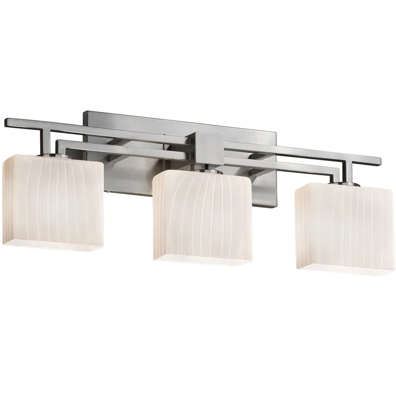 Fusion 3 Light 26 inch Brushed Nickel Vanity Light Wall Light in Rectangle, Incandescent, Ribbon Fusion