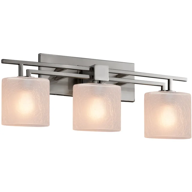Fusion 3 Light 26 inch Brushed Nickel Bath Bar Wall Light in Oval, Incandescent, Frosted Crackle Fusion