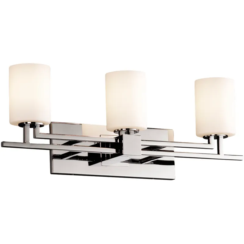 Fusion 3 Light 26 inch Polished Chrome Bath Bar Wall Light in Cylinder with Flat Rim, Incandescent, Opal Fusion