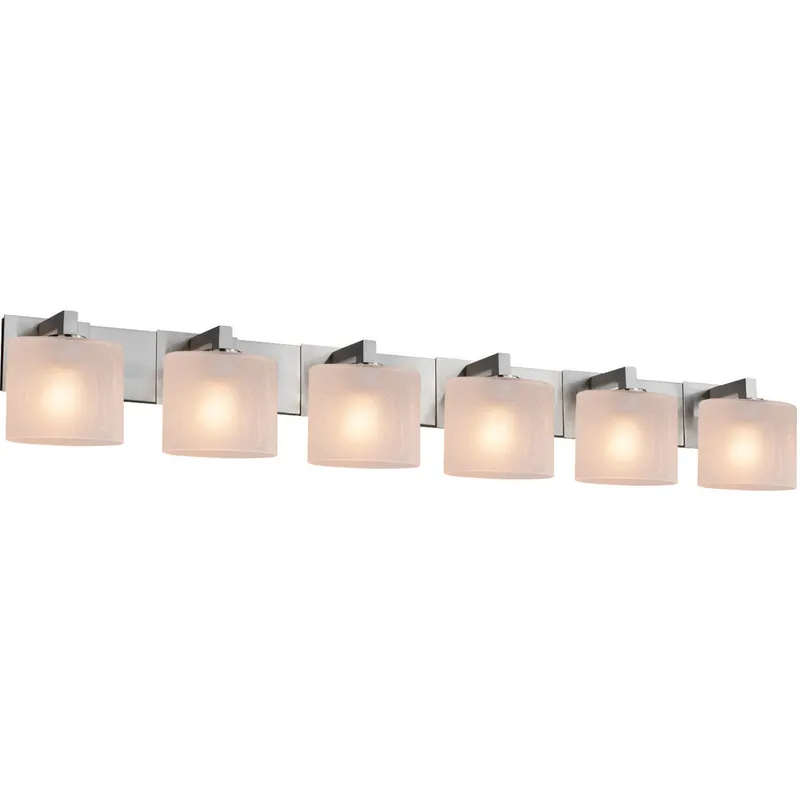 Fusion 6 Light 55.5 inch Brushed Nickel Bath Bar Wall Light in Oval, Incandescent, Frosted Crackle Fusion, Oval