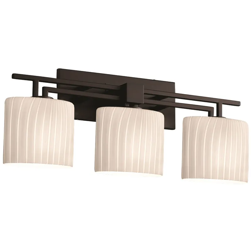 Fusion 3 Light 26.5 inch Matte Black Bath Bar Wall Light in Oval, Incandescent, Ribbon Fusion