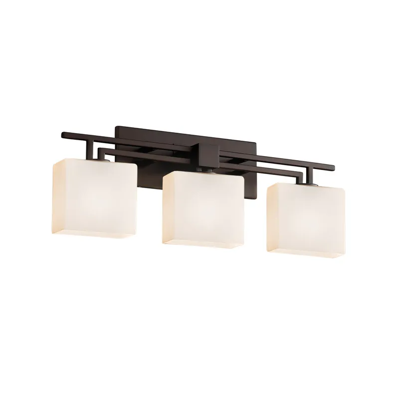 Fusion 3 Light 26 inch Dark Bronze Vanity Light Wall Light in Rectangle, Incandescent, Opal Fusion