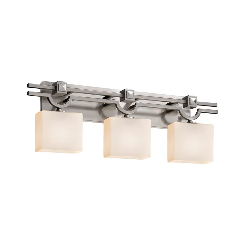 Fusion 3 Light 19 inch Brushed Nickel Bath Bar Wall Light in Oval, Incandescent, Opal Fusion, Oval