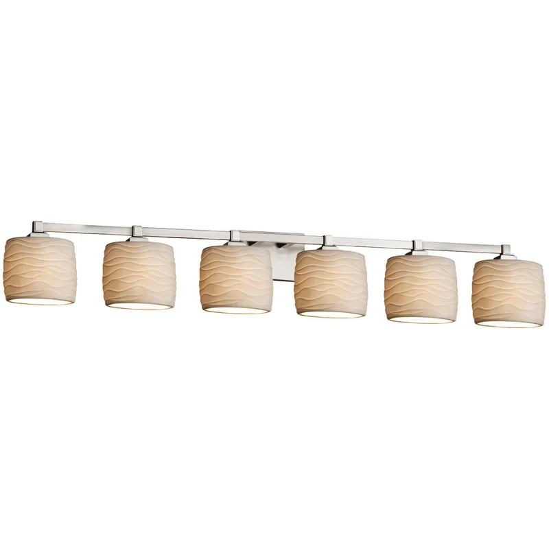 Limoges 6 Light 51.5 inch Brushed Nickel Bath Bar Wall Light in Waves, Oval, Incandescent, Oval