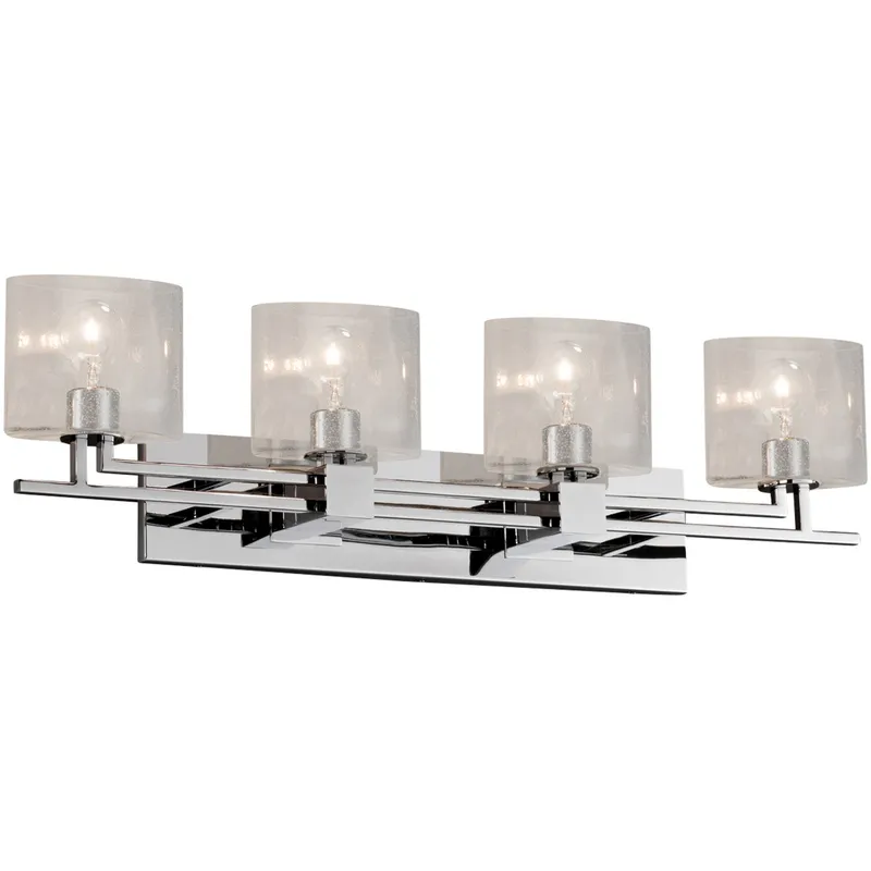 Fusion 4 Light 36 inch Polished Chrome Bath Bar Wall Light in Oval, Incandescent, Seeded Fusion