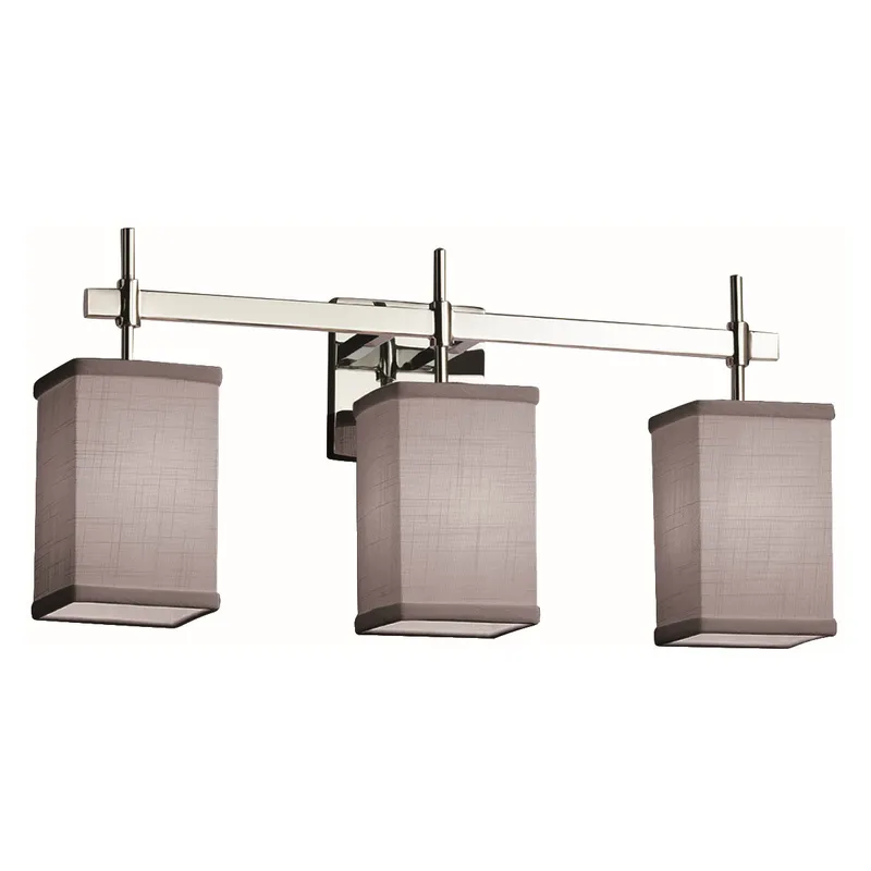 Textile 3 Light 22 inch Polished Chrome Vanity Light Wall Light in Cream, Square with Flat Rim, Incandescent
