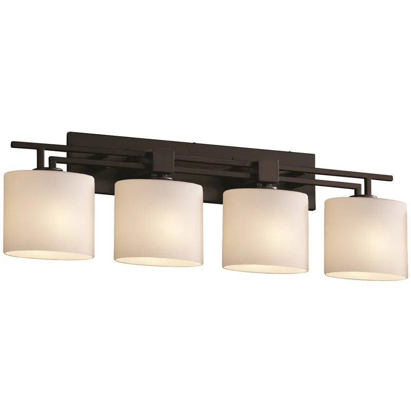 Fusion 4 Light 36.5 inch Matte Black Bath Bar Wall Light in Oval, Incandescent, Opal Fusion