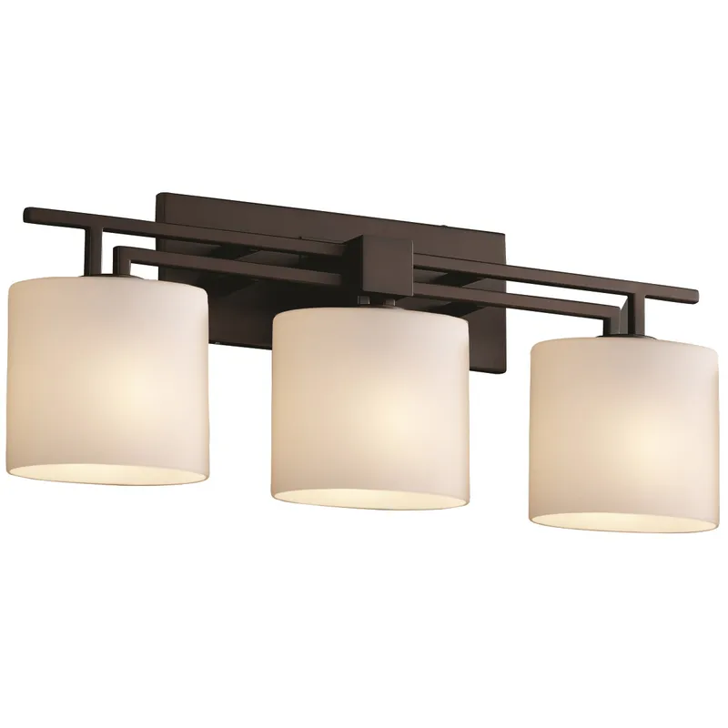Fusion 3 Light 26.5 inch Dark Bronze Bath Bar Wall Light in Oval, Incandescent, Opal Fusion