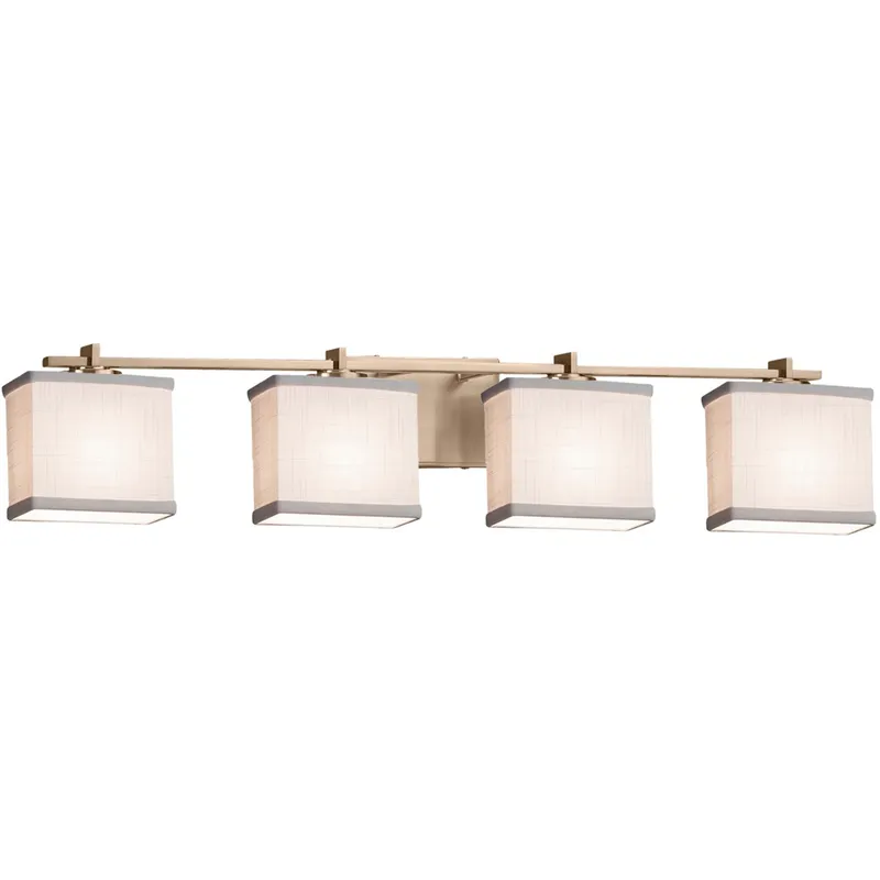 Textile 4 Light 34 inch Dark Bronze Bath/Vanity Wall Light in LED, Cream, Cylinder with Flat Rim