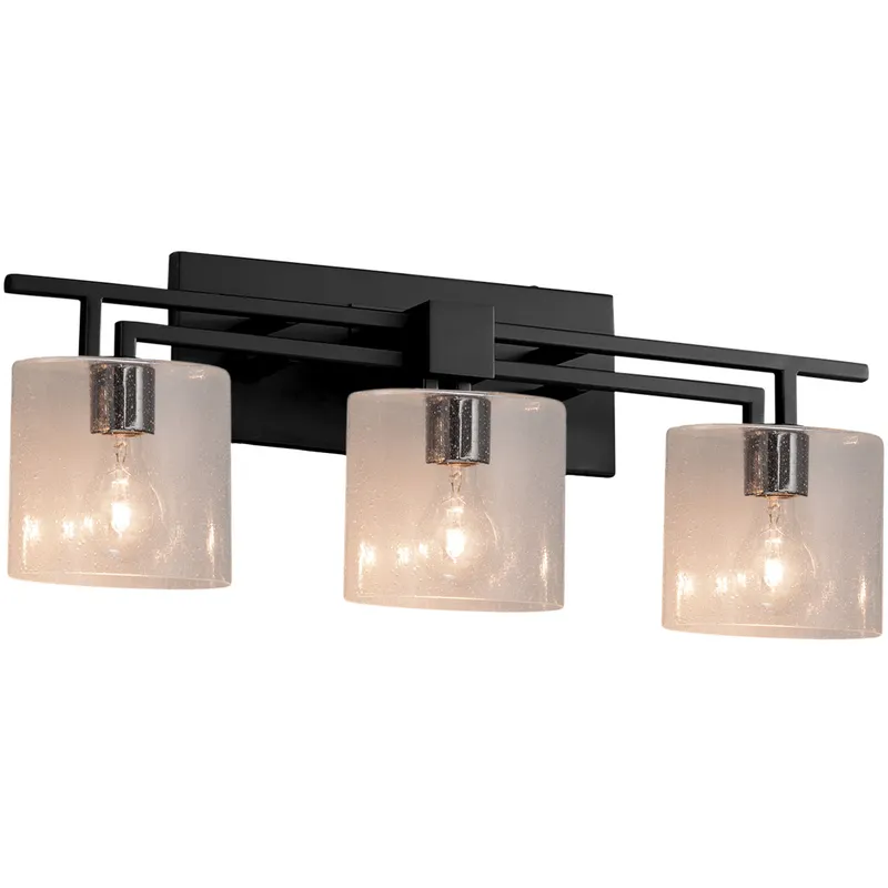 Fusion 3 Light 26 inch Matte Black Bath Bar Wall Light in Oval, Incandescent, Seeded Fusion