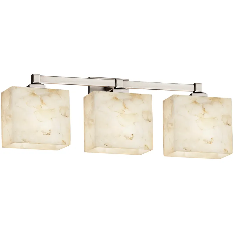Alabaster Rocks 3 Light 22 inch Matte Black Vanity Light Wall Light in Square with Flat Rim, Incandescent