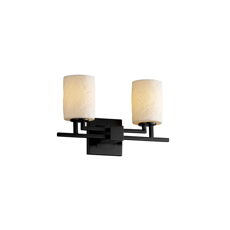 Limoges 2 Light 16 inch Polished Chrome Bath Bar Wall Light in Bamboo, Cylinder with Flat Rim, Incandescent