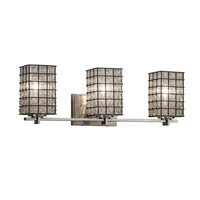 Wire Glass LED 24 inch Brushed Brass Bath Bar Wall Light