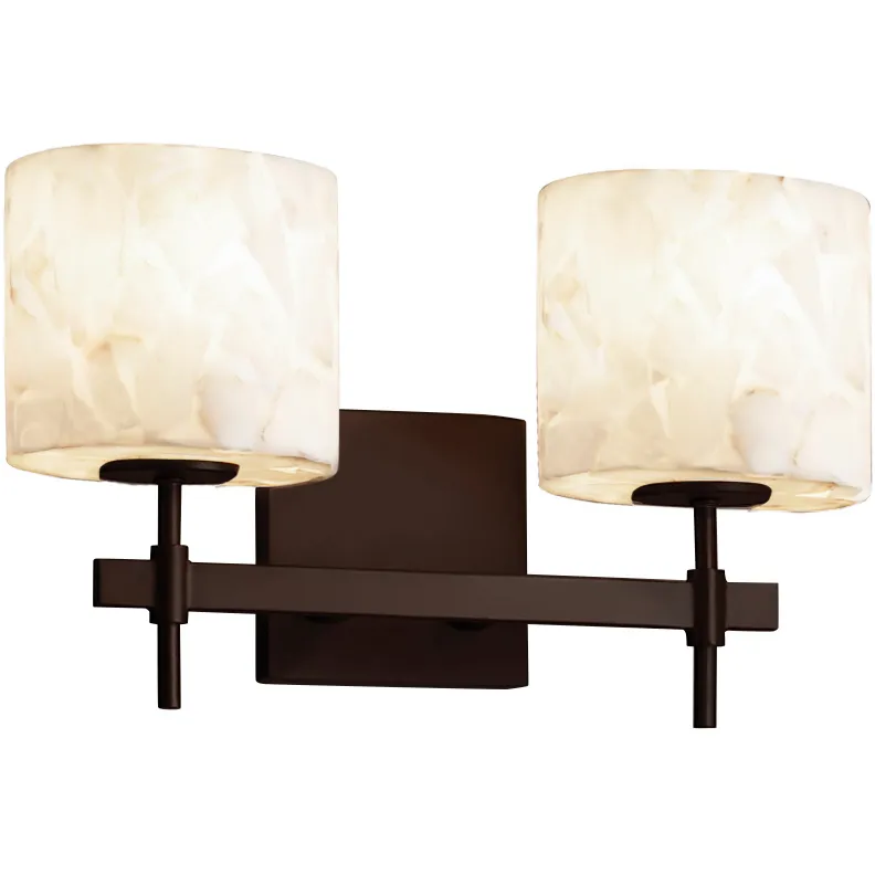 Alabaster Rocks 2 Light 14.75 inch Dark Bronze Vanity Light Wall Light in Round Flared, Incandescent