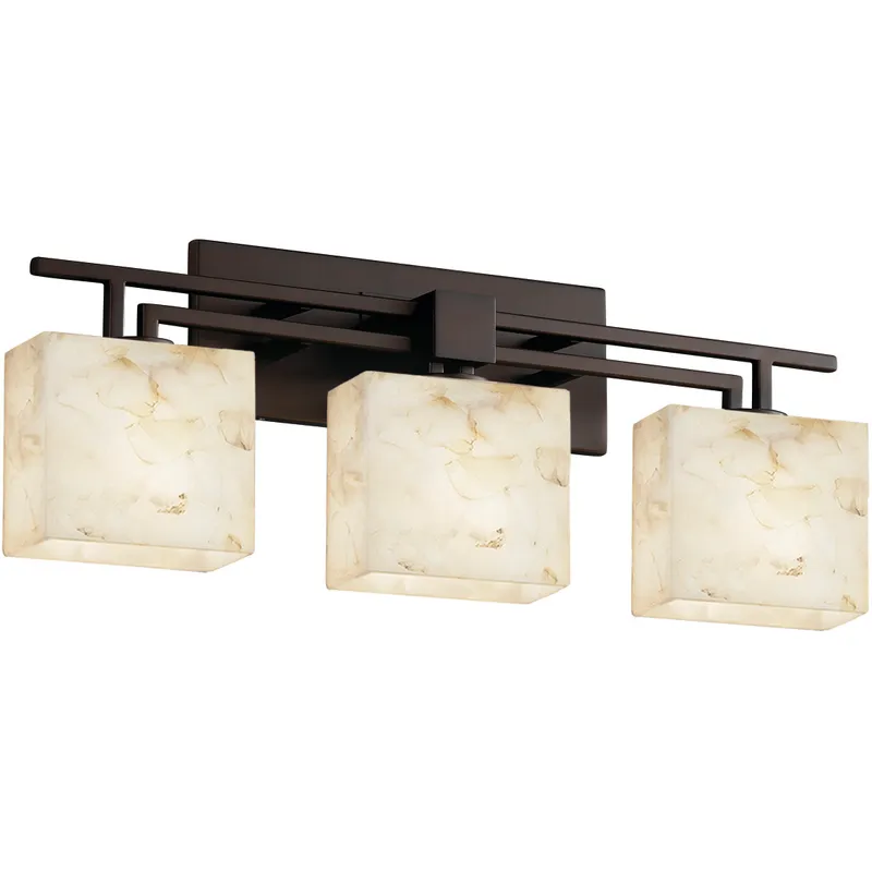 Alabaster Rocks 3 Light 26 inch Dark Bronze Bath Bar Wall Light in Cylinder with Flat Rim, Incandescent