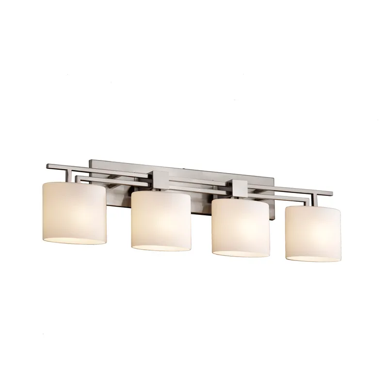 Fusion 4 Light 36.5 inch Brushed Nickel and Opal Bath/Bath Vanity Wall Light in Oval, Incandescent