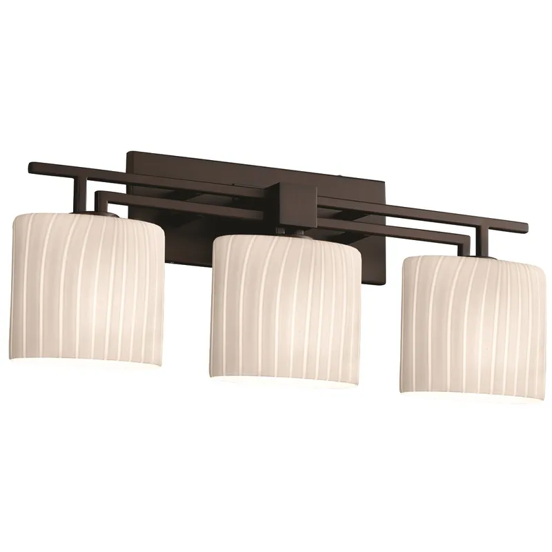 Fusion 3 Light 26.5 inch Dark Bronze Bath Bar Wall Light in Oval, Incandescent, Ribbon Fusion