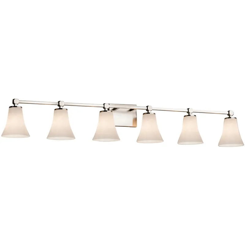 Clouds 6 Light 50.5 inch Brushed Nickel Vanity Light Wall Light in Round Flared, Incandescent