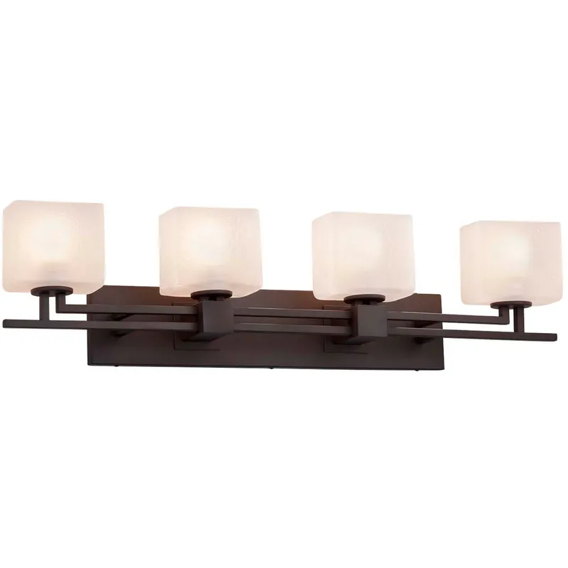 Fusion LED 36 inch Dark Bronze Bath Bar Wall Light in 2800 Lm LED, Rectangle, Frosted Crackle Fusion