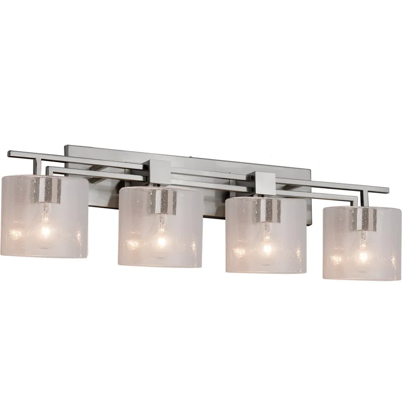 Fusion 4 Light 36 inch Brushed Nickel Bath Bar Wall Light in Oval, Incandescent, Seeded Fusion