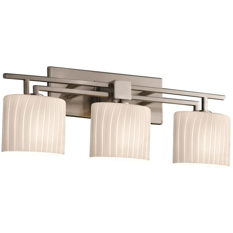 Fusion 3 Light 26.5 inch Brushed Nickel Bath Bar Wall Light in Oval, Incandescent, Ribbon Fusion
