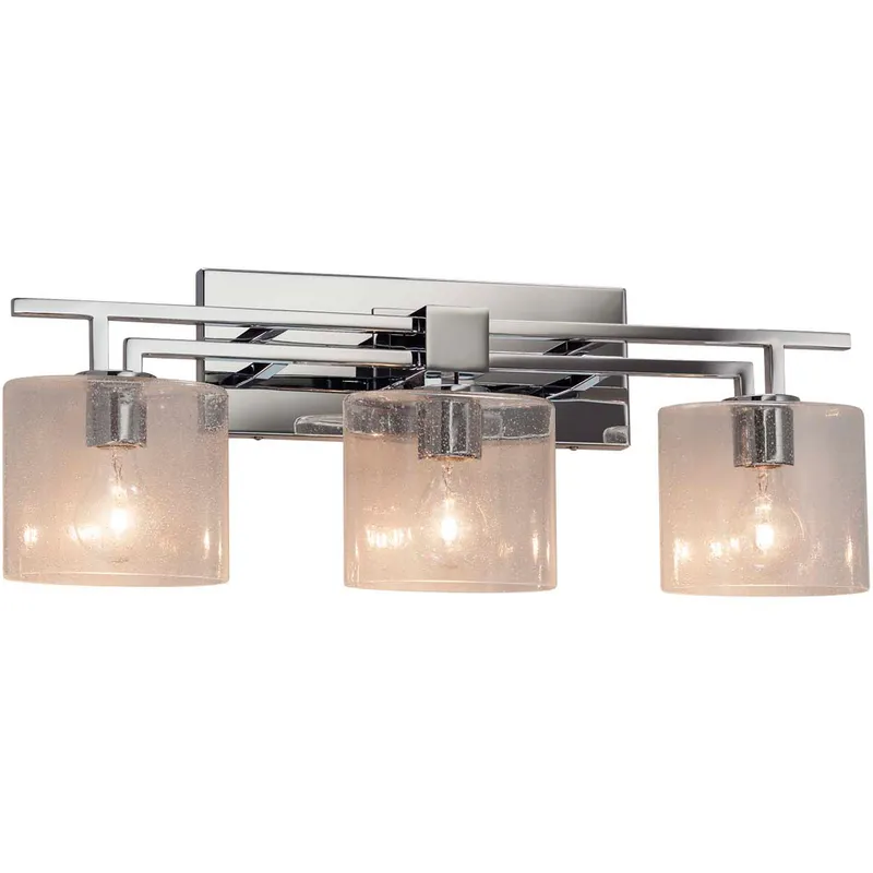 Fusion 3 Light 26 inch Polished Chrome Bath Bar Wall Light in Oval, Incandescent, Seeded Fusion