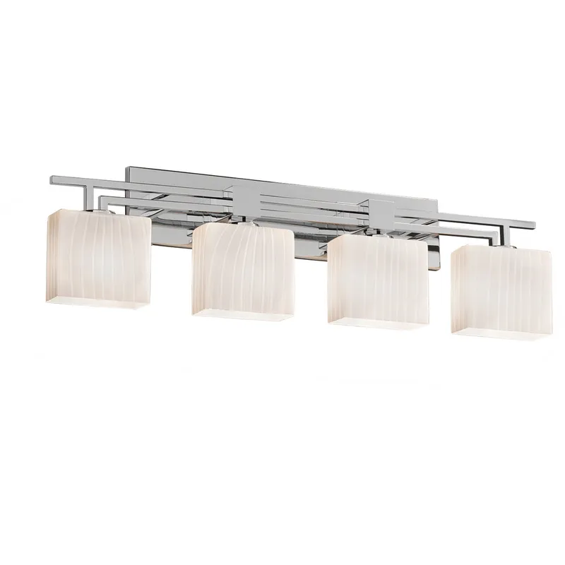 Fusion 4 Light 36 inch Polished Chrome Bath Bar Wall Light in Round Flared, Incandescent, Mercury Fusion