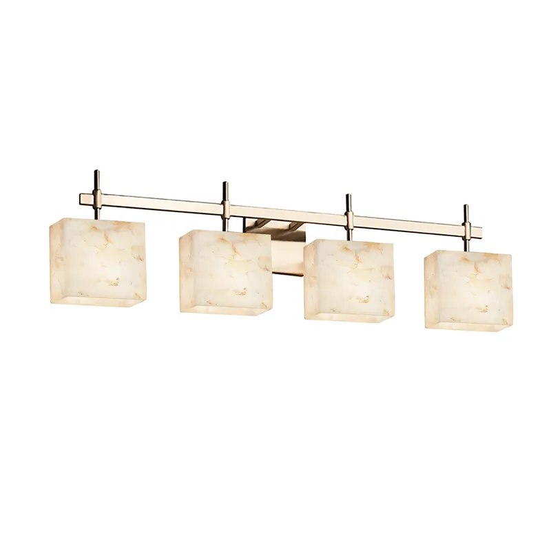 Alabaster Rocks Vanity Light Wall Light in Matte Black, Cylinder with Flat Rim, Incandescent