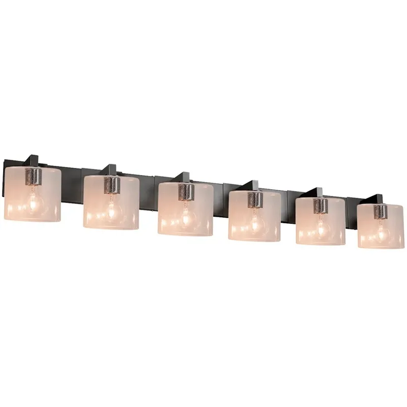 Fusion 6 Light 55.5 inch Matte Black Bath Bar Wall Light in Oval, Incandescent, Seeded Fusion, Oval