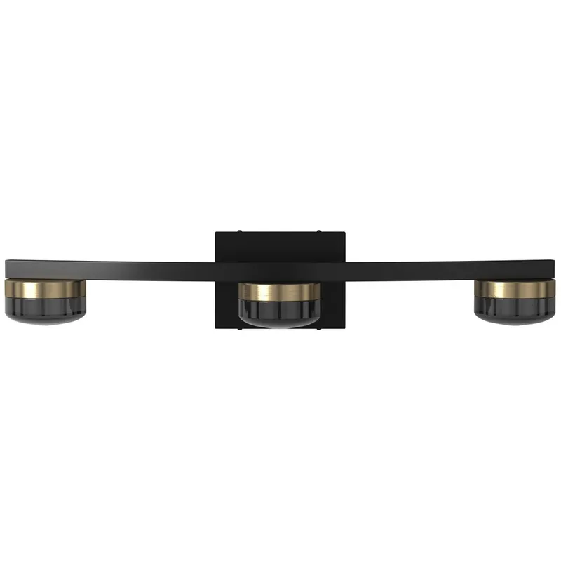 EVOLV LED 24 inch Matte Black with Brass Accents Bath Bar Wall Light in Matte Black / Brass Ring, Puck Family