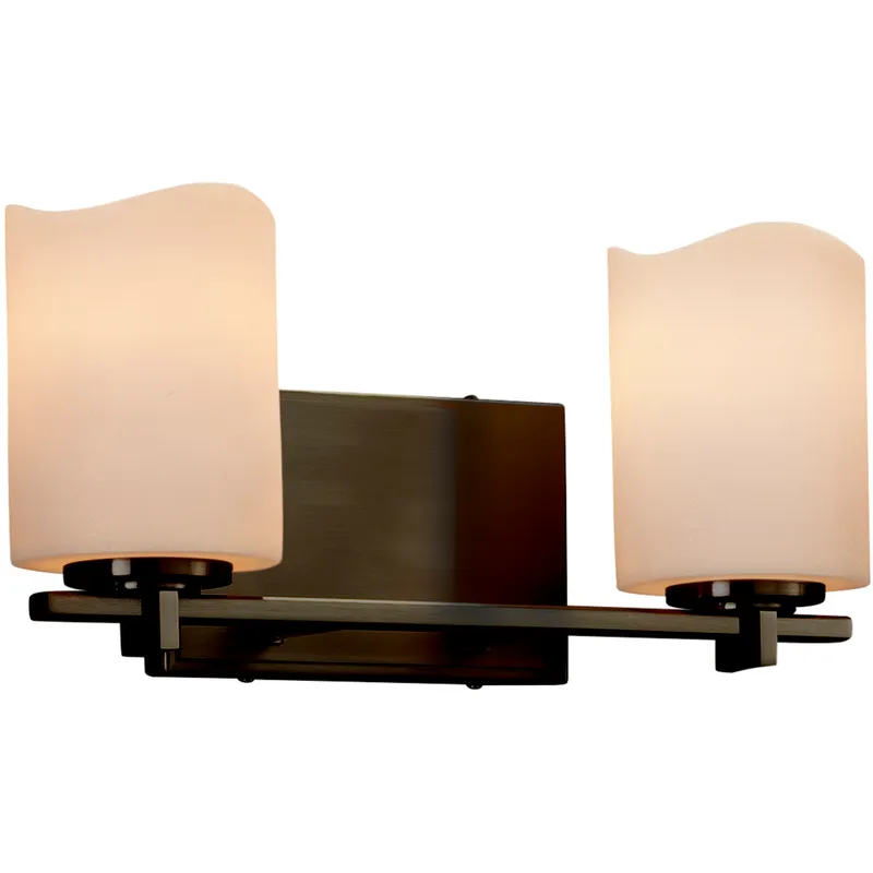 Candlearia 2 Light 14 inch Dark Bronze Vanity Light Wall Light in Cream (CandleAria), Cylinder with Flat Rim, Incandescent